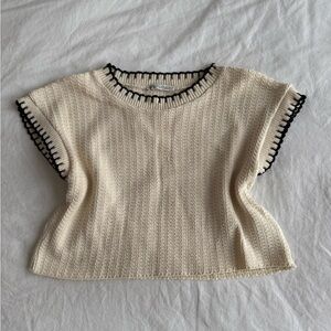 Zara Cream Knit Top Crochet